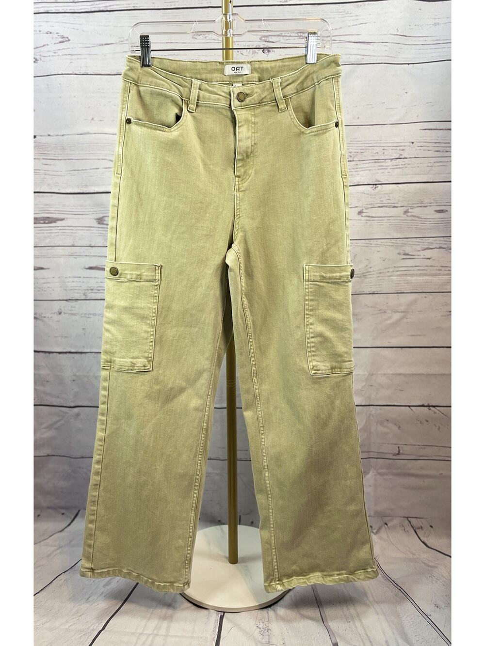 OAT New York Cargo Jeans Sake Green High Rise Relaxed Straight Women’s Size 10
